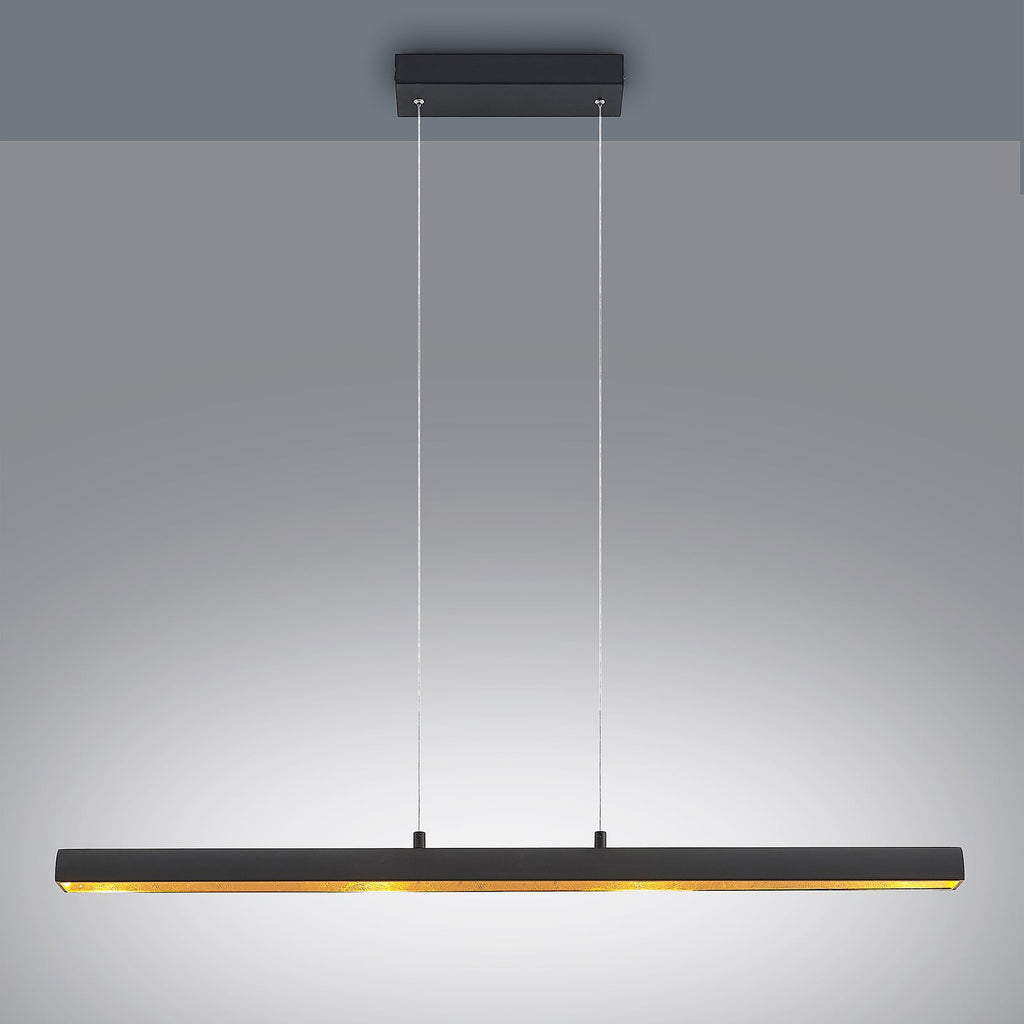 Pendellampe LED dimbar svart/gull 100 cm lang 18W varmhvit - Lindby