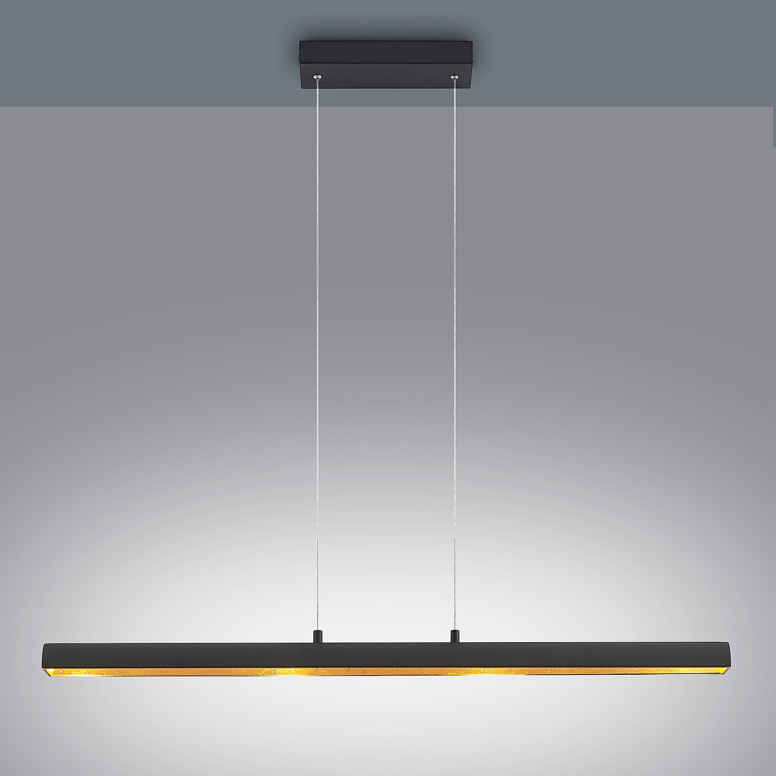 Pendellampe LED dimbar svart/gull 100 cm lang 18W varmhvit - Lindby