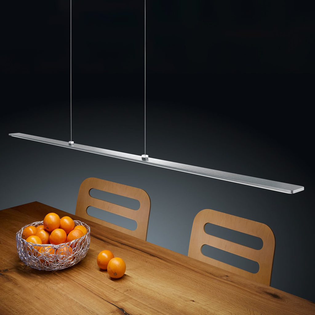 Pendellampe Lexx LED høydejusterbar matt nikkel 109 cm forfra