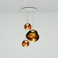 Pendellampe Melt Trio Round 3-lys LED dimbar gull foran
