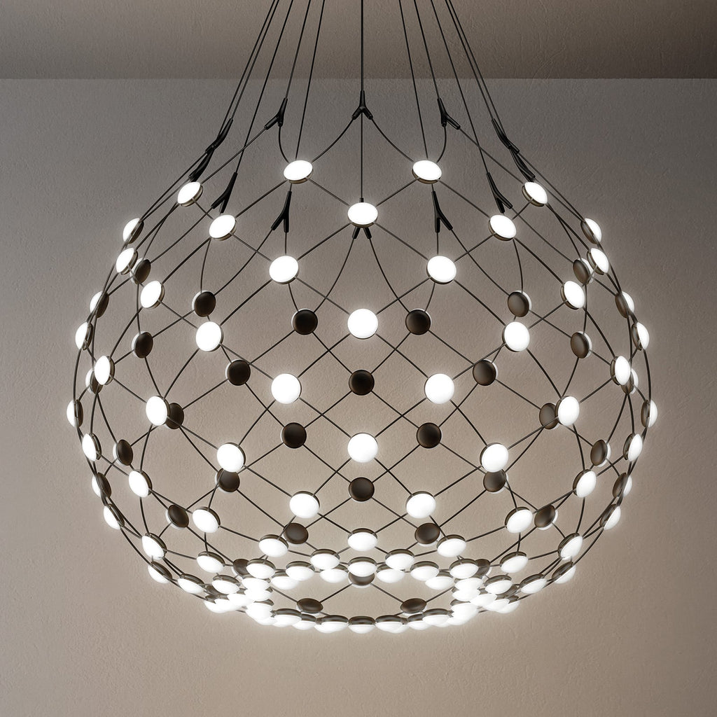 Pendellampe Mesh LED svart Ø80 cm 53W dimbar forfra