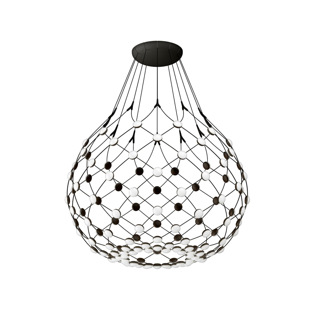 Pendellampe Mesh LED svart detalj av nettverk og LED-linser