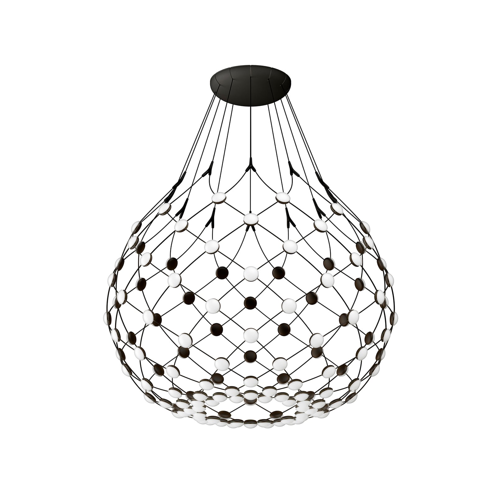 Pendellampe Mesh LED svart detalj av nettverk og LED-linser