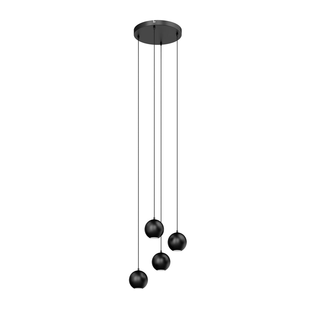 Pendellampe Midway 4-lys svart jern Ø35 cm GU10 sideprofil