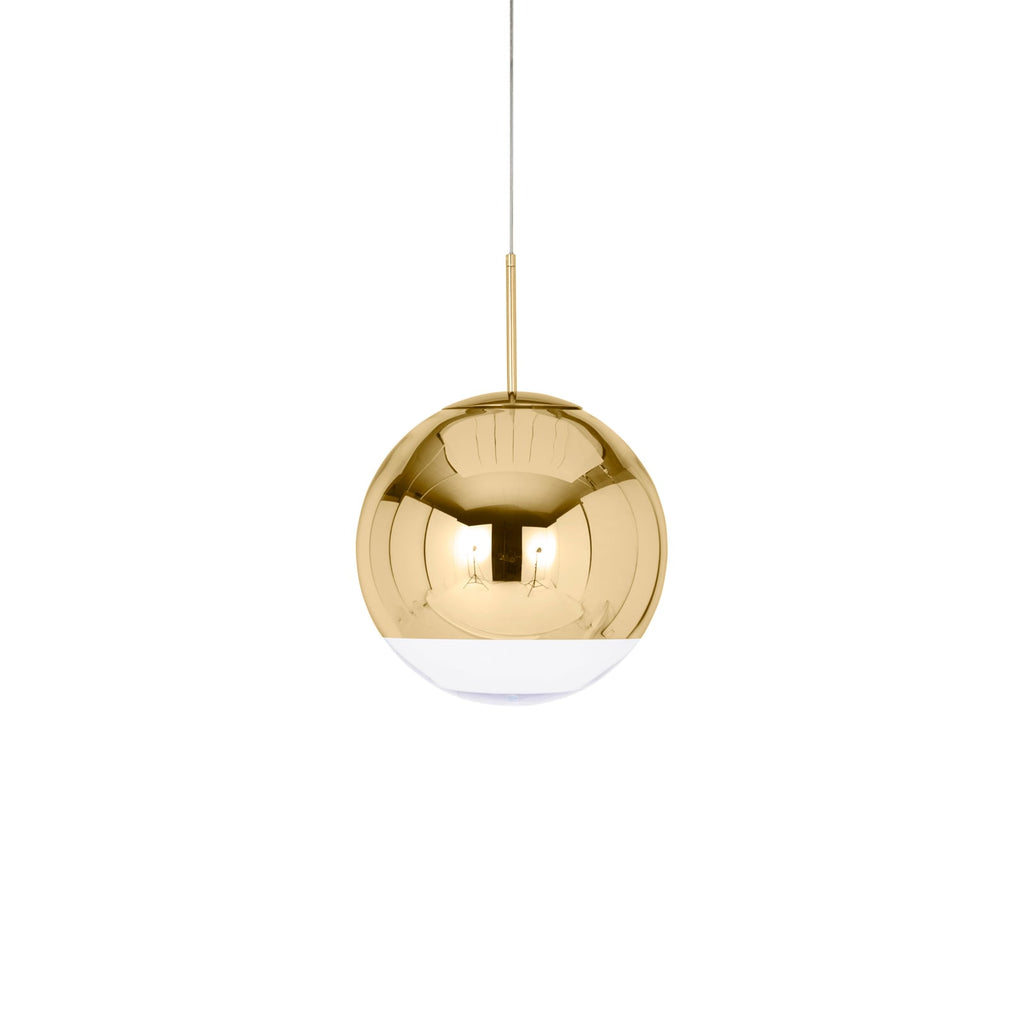 Pendellampe Mirror Ball LED dimbar Ø40 cm gull fra forfra