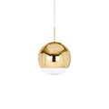 Pendellampe Mirror Ball LED dimbar Ø40 cm gull fra forfra