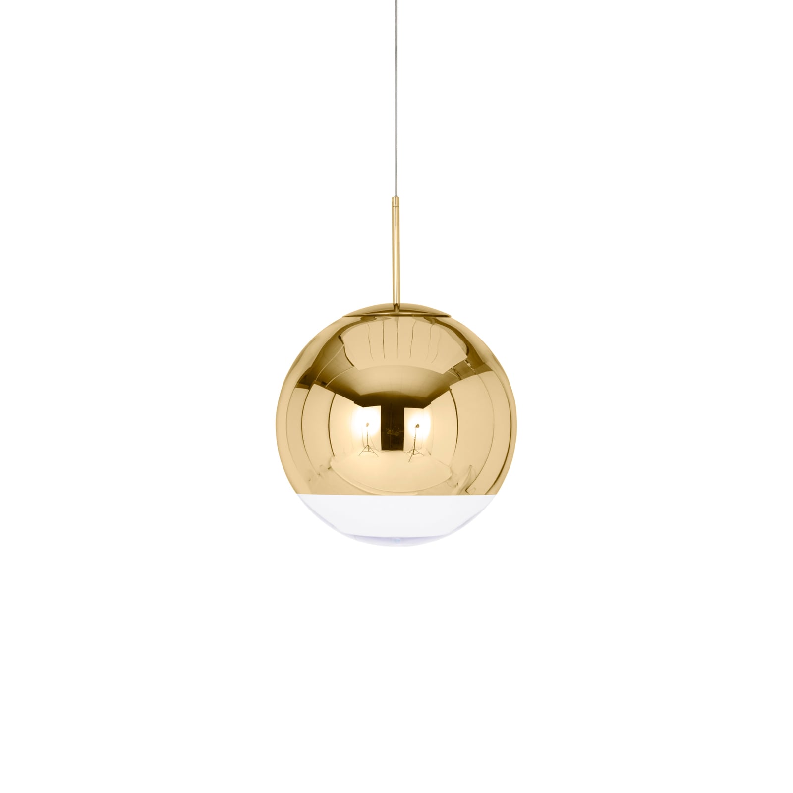 Pendellampe Mirror Ball LED dimbar Ø40 cm gull fra forfra