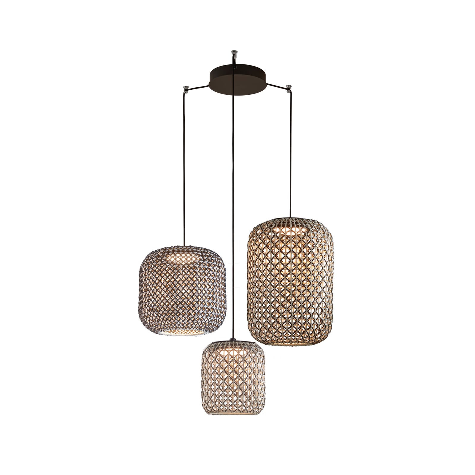 Pendellampe Nans S/3L 3-lys brun LED dimbar 2700K fra Bover sett forfra