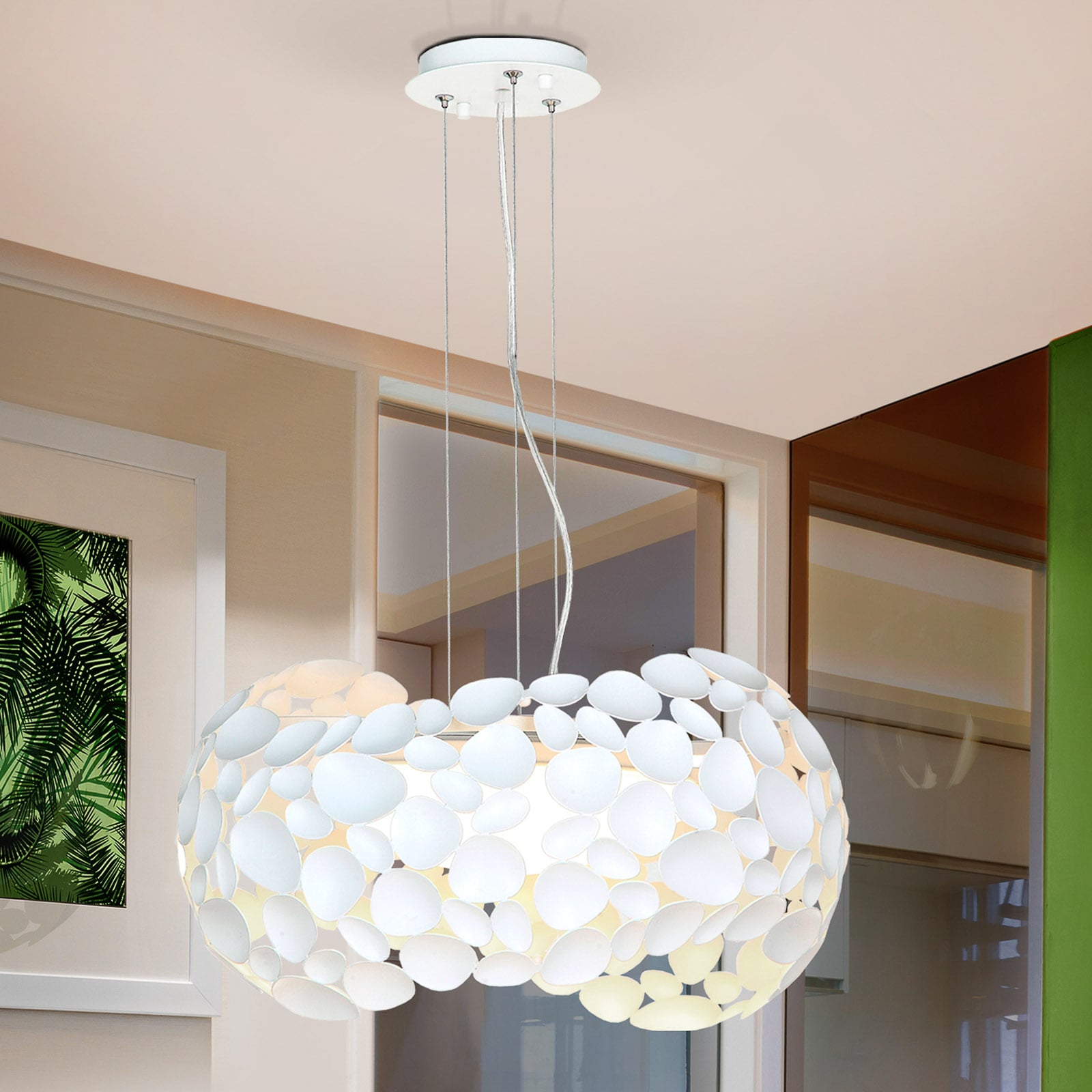 Pendellampe Narisa LED 5xG9 metall/akryl hvit foran