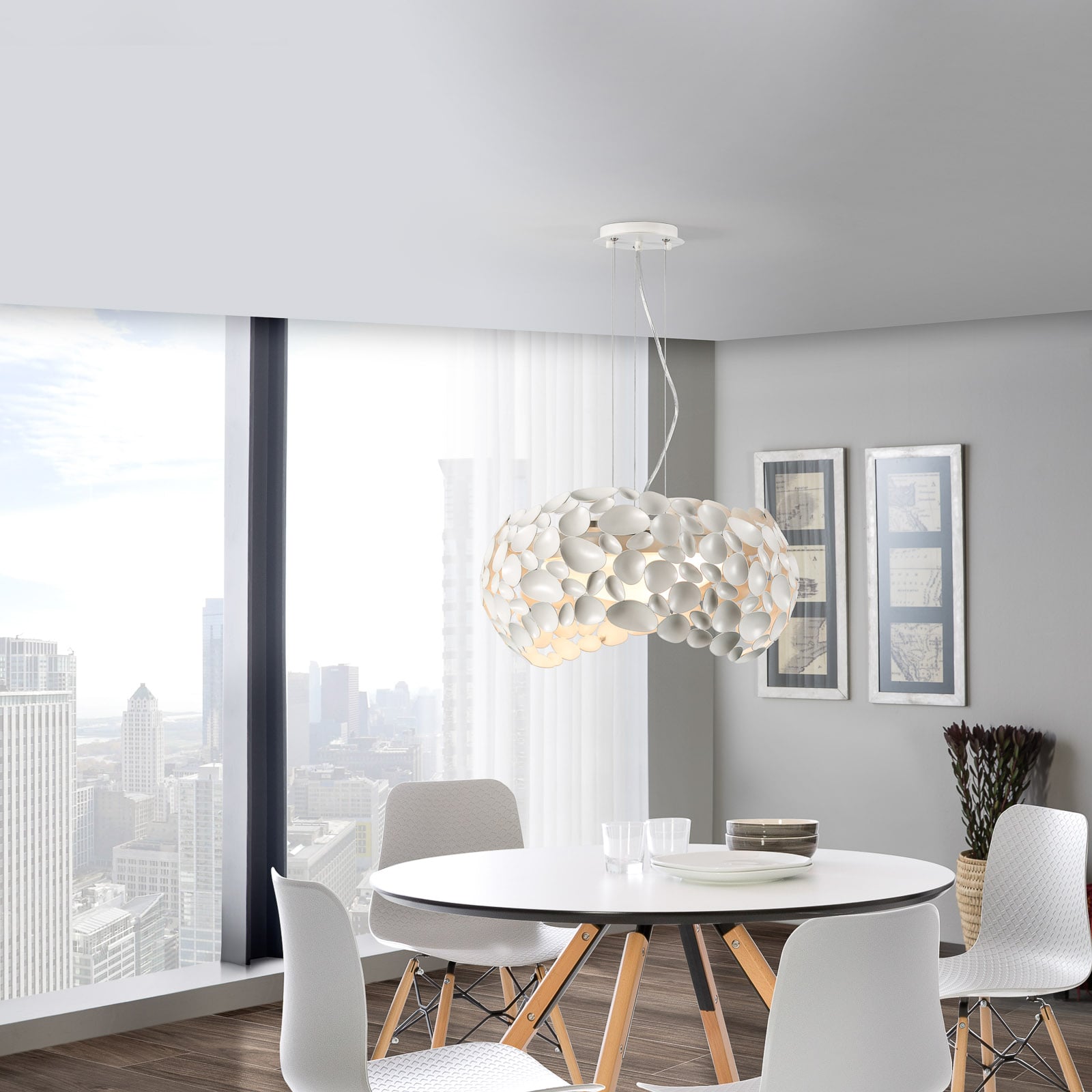 Pendellampe Narisa LED metall/akryl hvit bakside