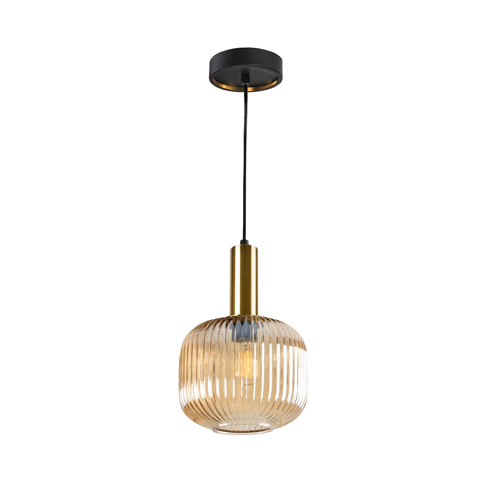 Pendellampe Norma glass amber montert i rom