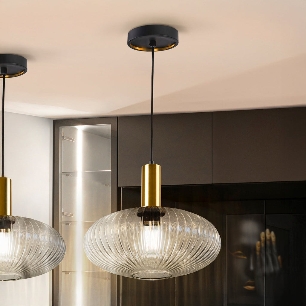 Pendellampe Norma glass klar/svart bakside
