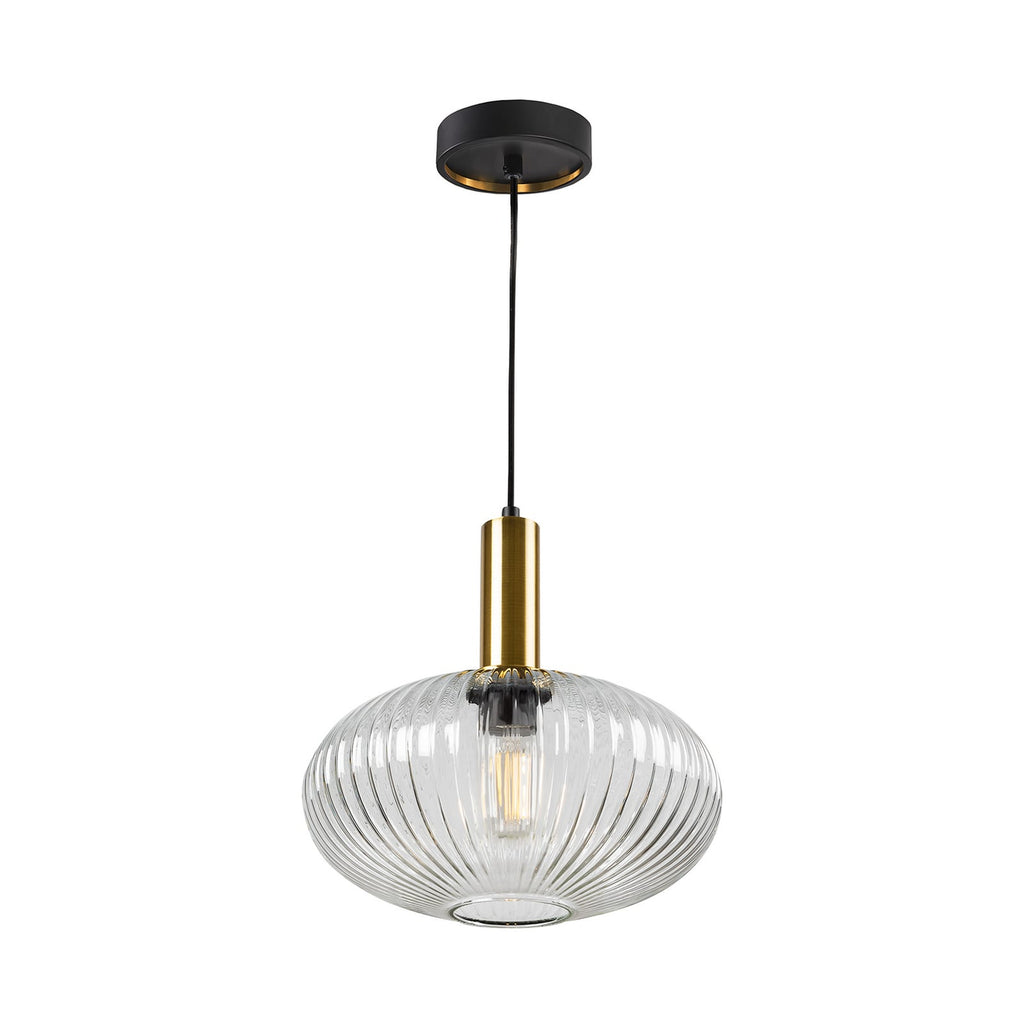 Pendellampe Norma glass klar/svart montert i rom