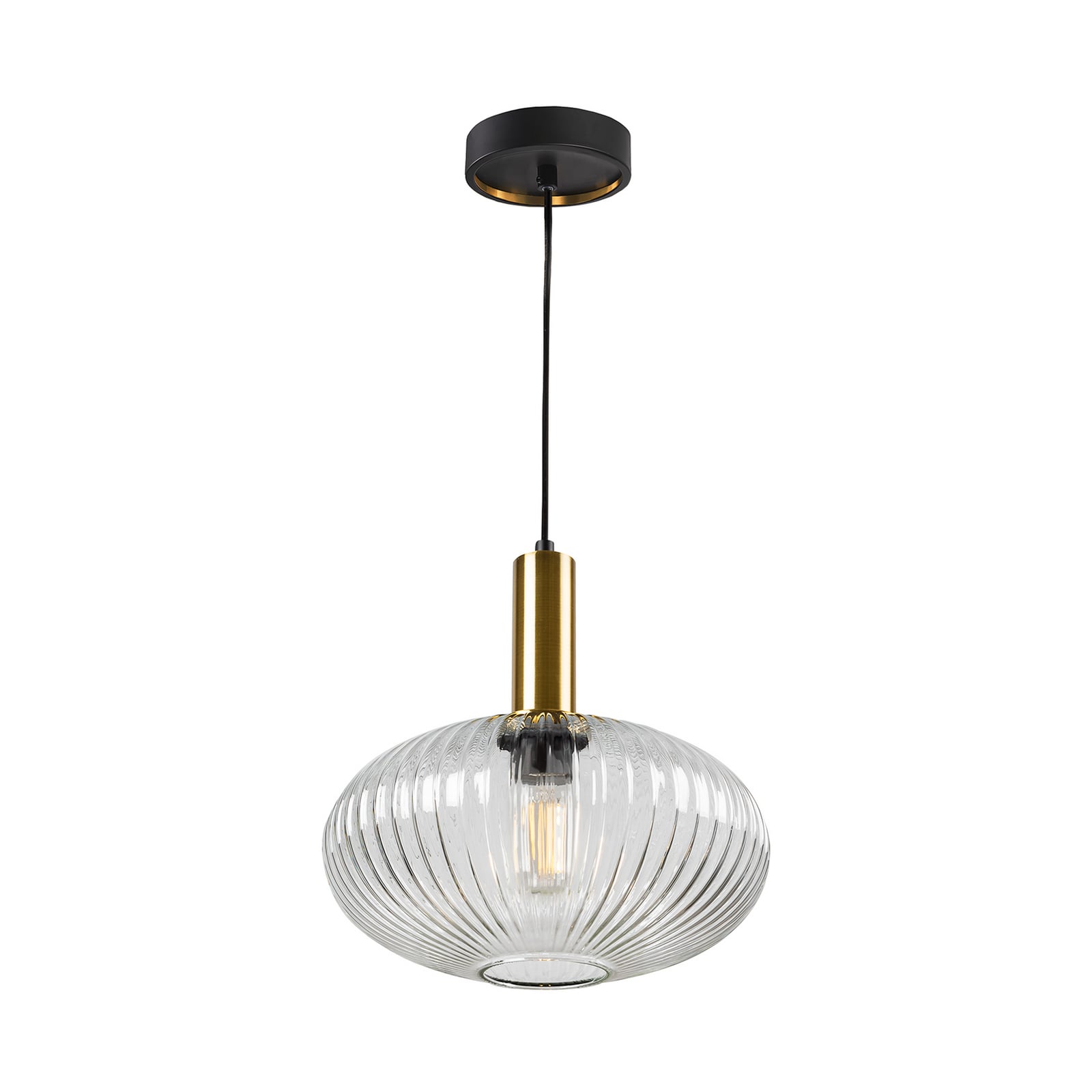 Pendellampe Norma glass klar/svart montert i rom