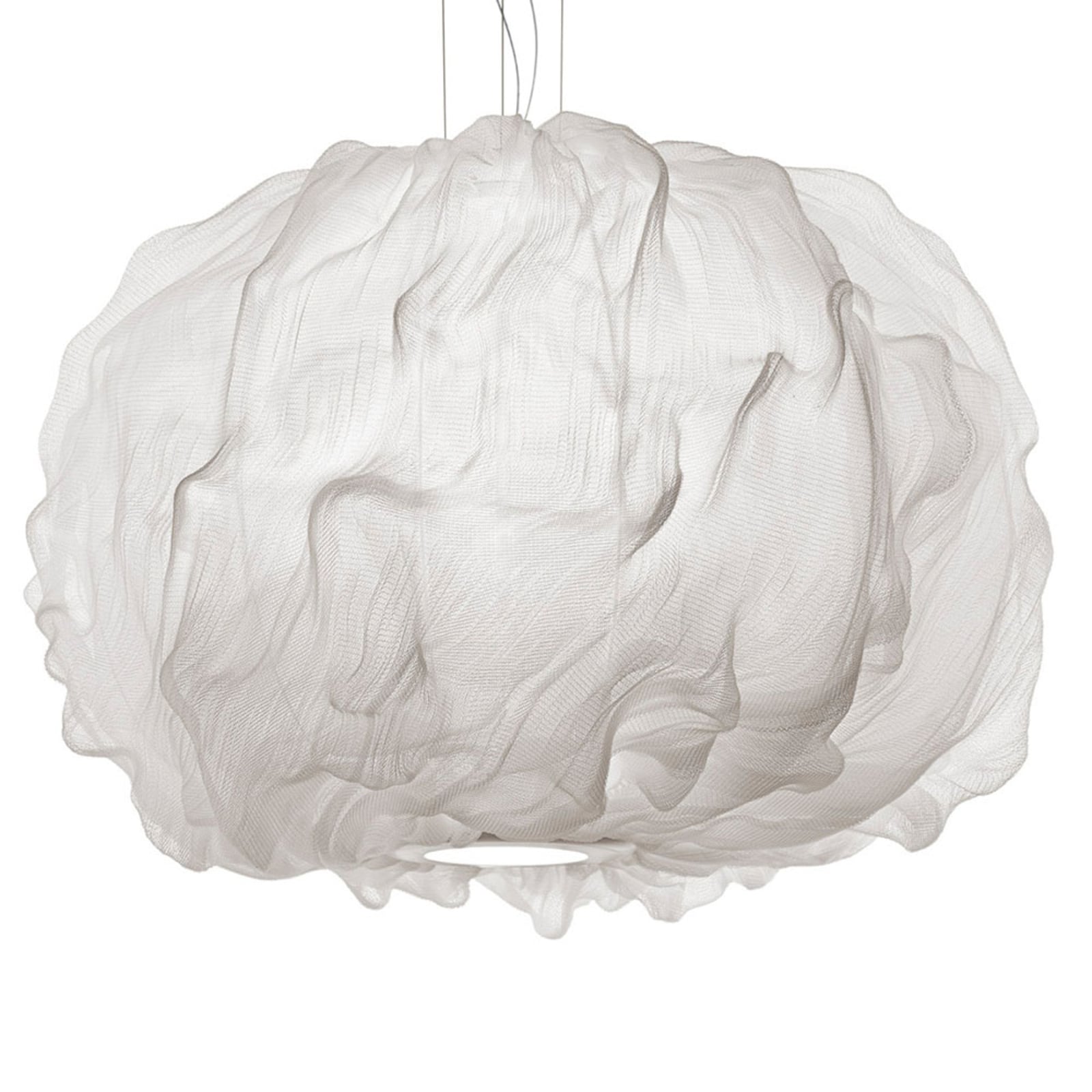 Pendellampe Nuée LED skyformet 75 cm hvit forfra