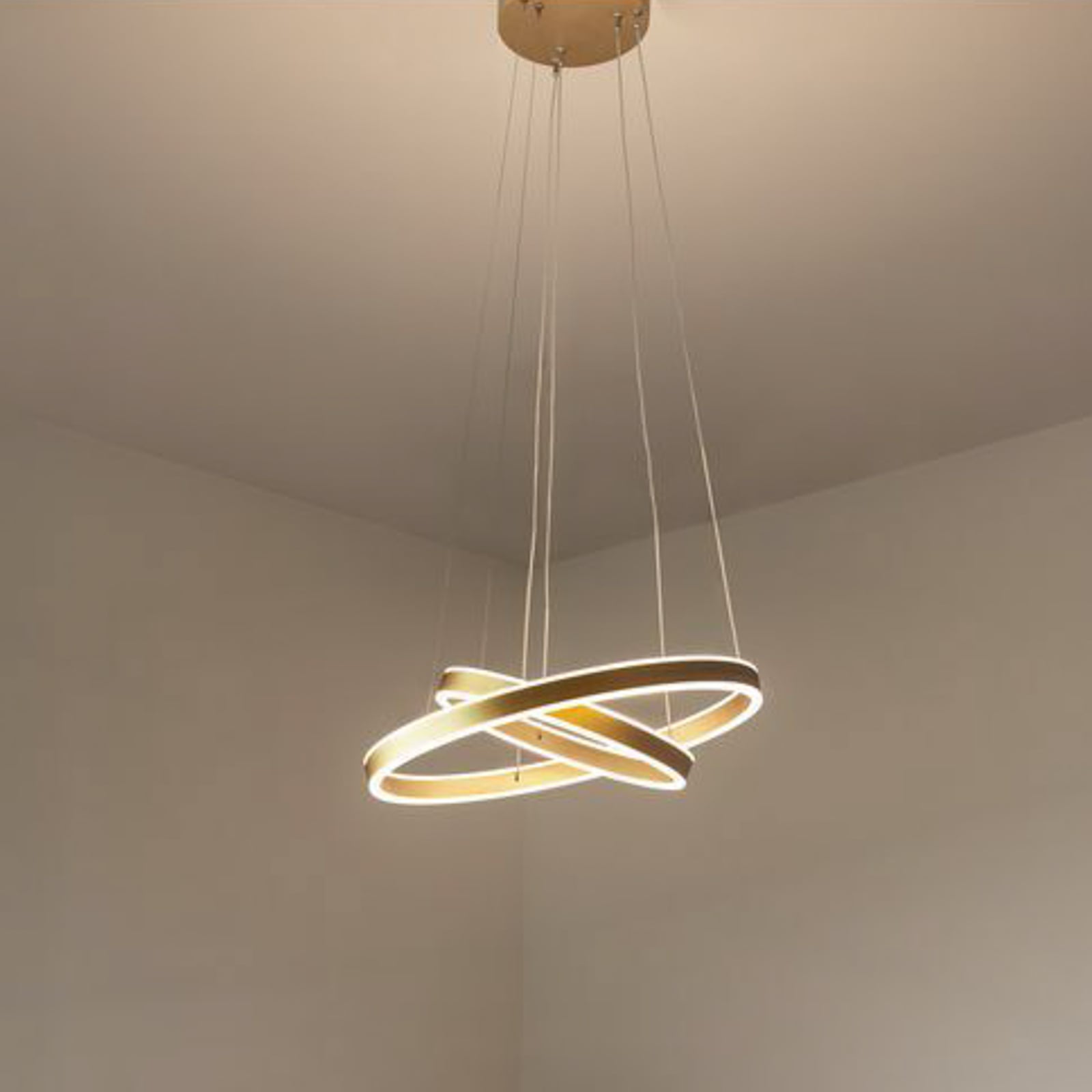 Pendellampe One Double LED messing Ø60 cm forfra