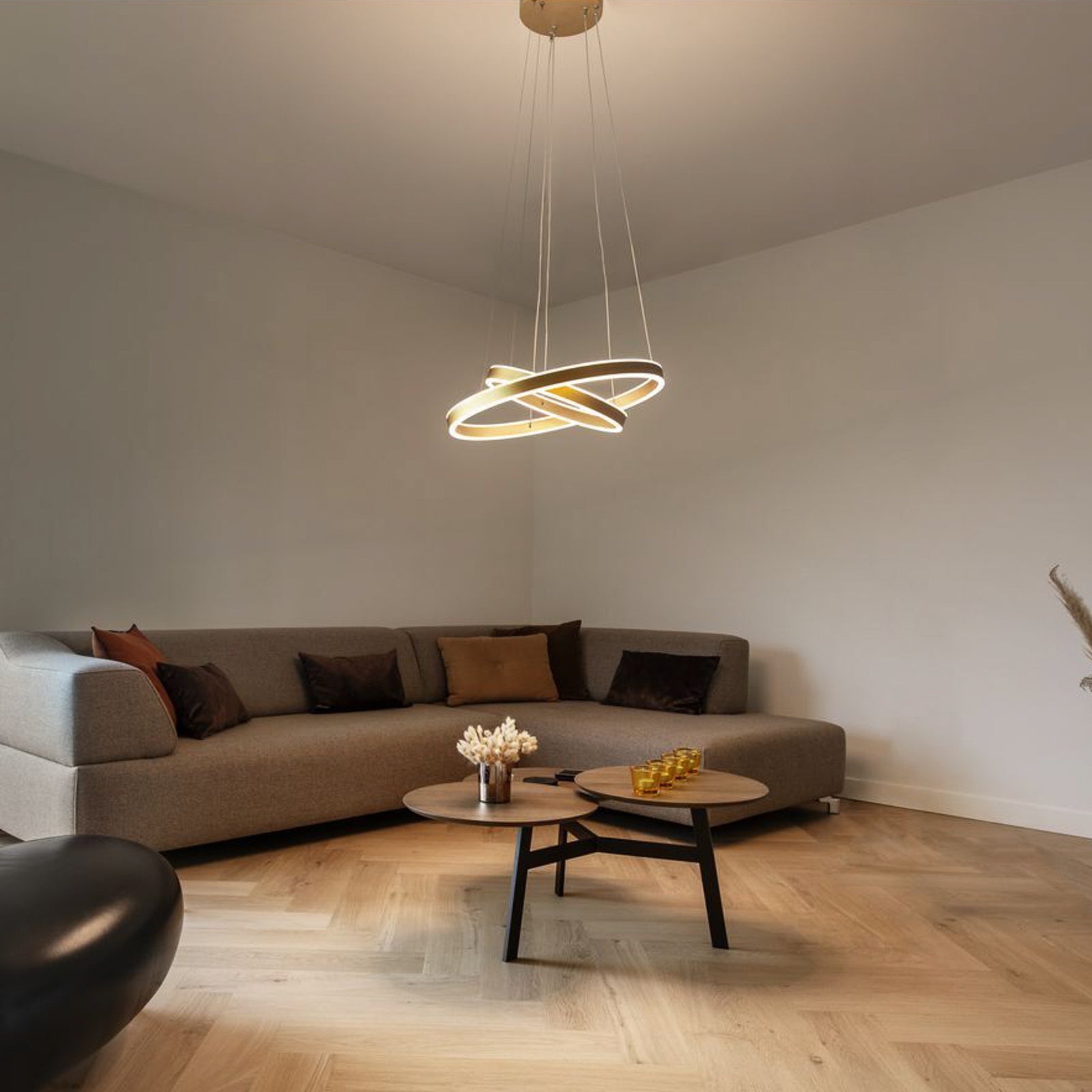 Pendellampe One Double LED messing Ø60 cm bakside