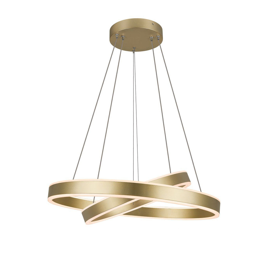Pendellampe One Double LED messing Ø60 cm nærbilde av ringer