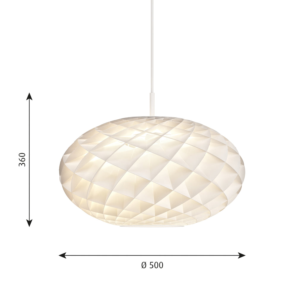 Pendellampe Patera Oval LED dimbar hvit design detalj