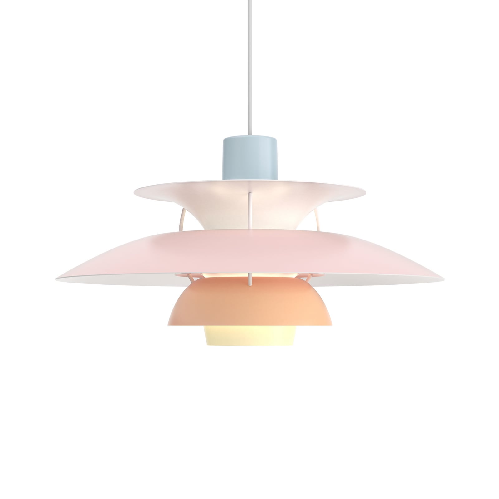 Pendellampe PH 5 Pastels blå/rosé aluminium forfra