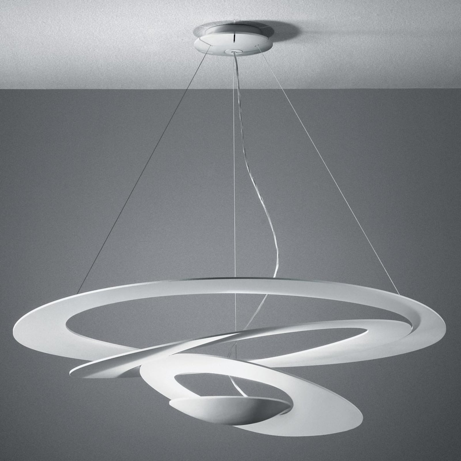 Pendellampe Pirce Micro LED dimbar hvit aluminium 27W detalj av ringer