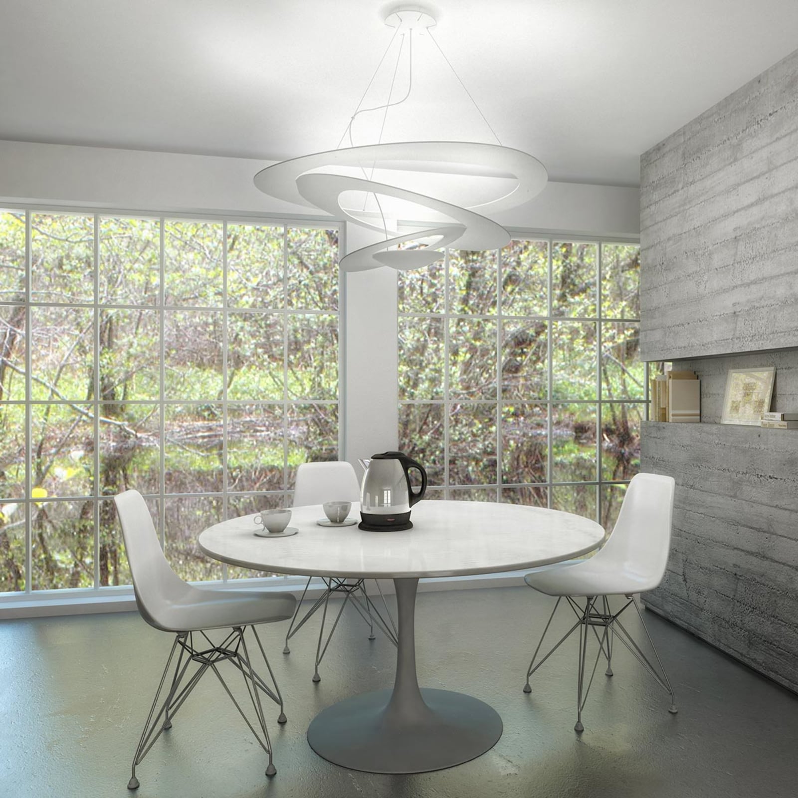 Pendellampe Pirce Micro LED dimbar hvit aluminium 27W montert i rom