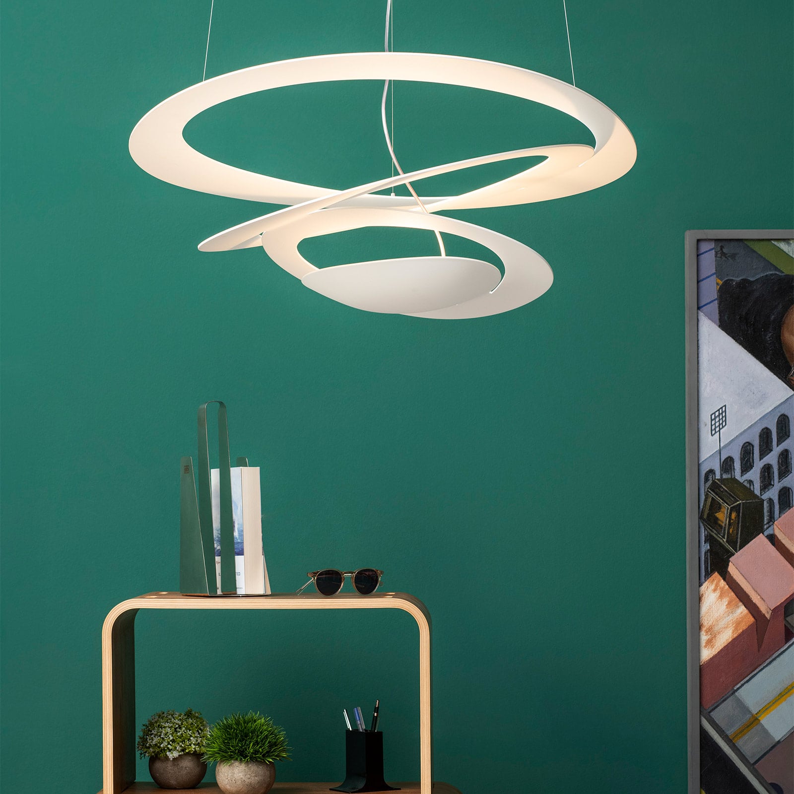 Pendellampe Pirce Micro LED dimbar hvit aluminium 27W spiralformet design