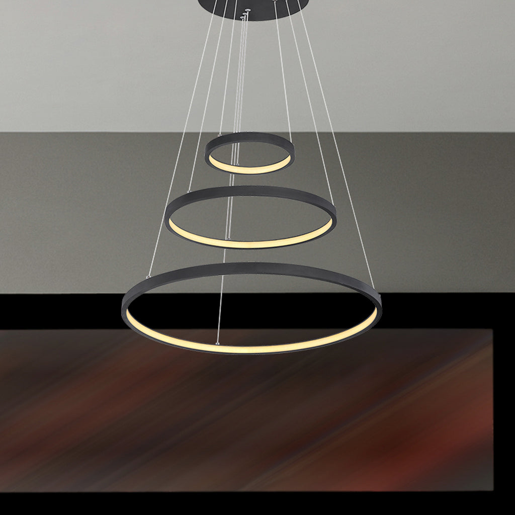 Pendellampe Ralph LED 3-lys dimbar Ø51 cm svart bakside