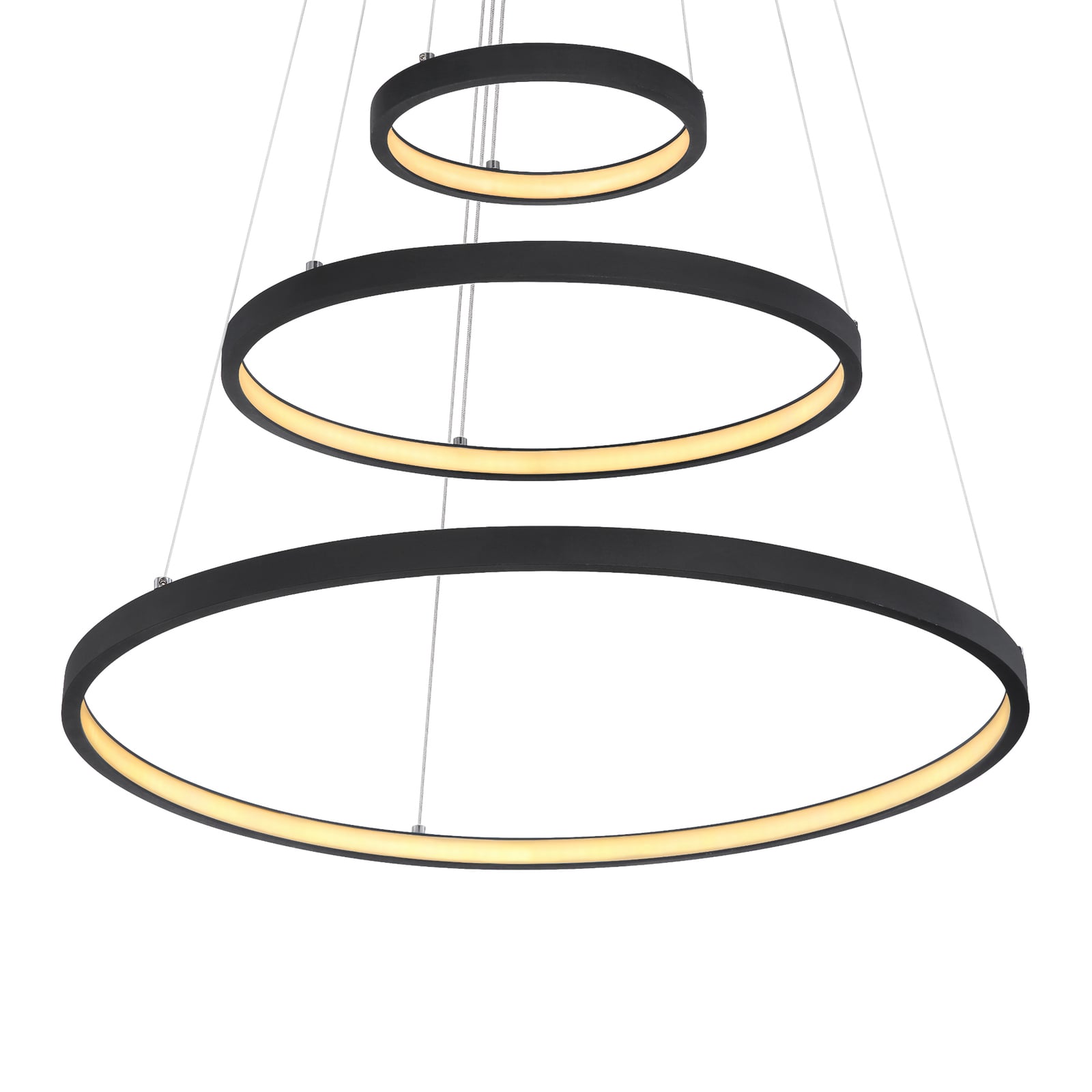 Pendellampe Ralph LED 3-lys dimbar Ø51 cm svart montert i rom