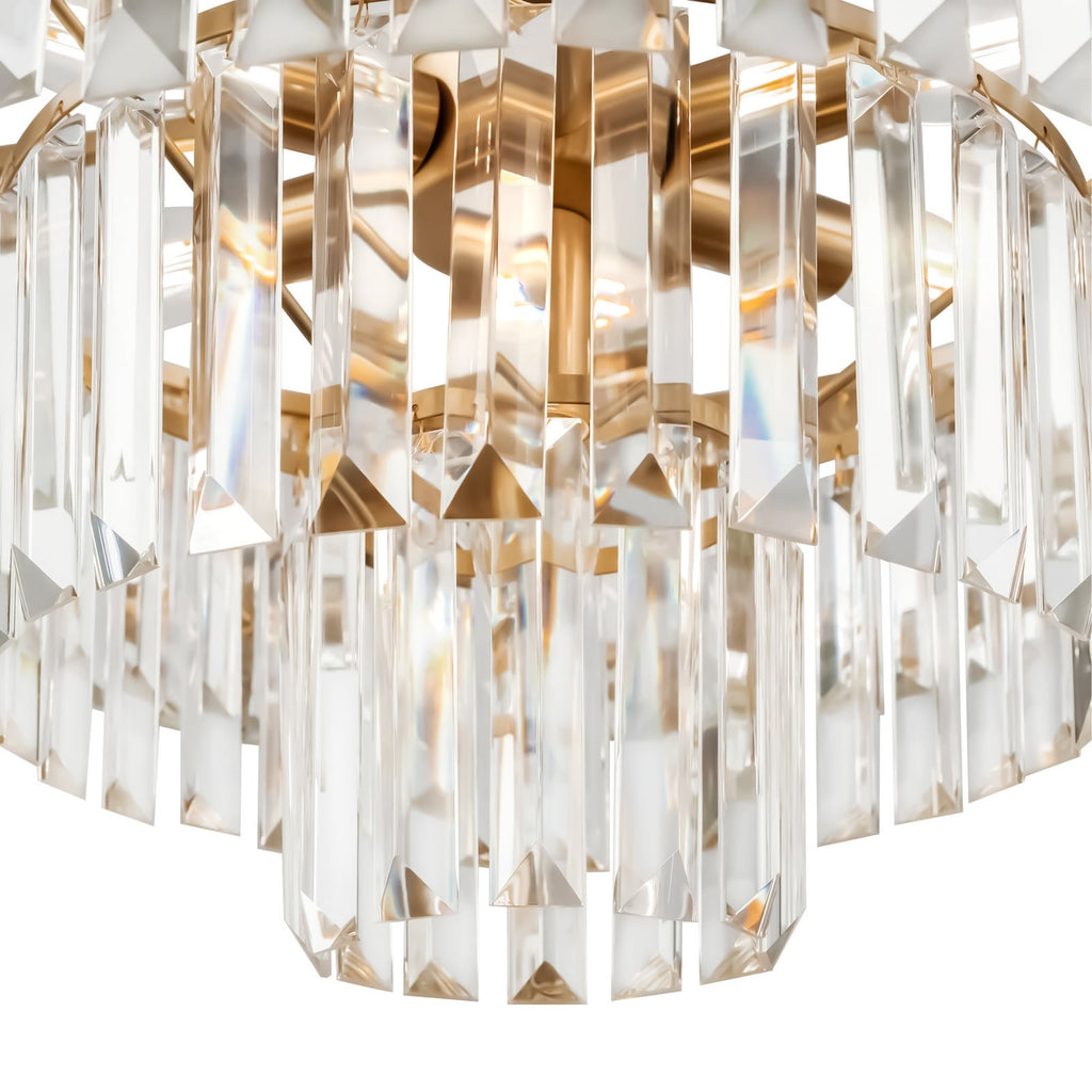 Pendellampe Revero 7-lys messing krystall detalj