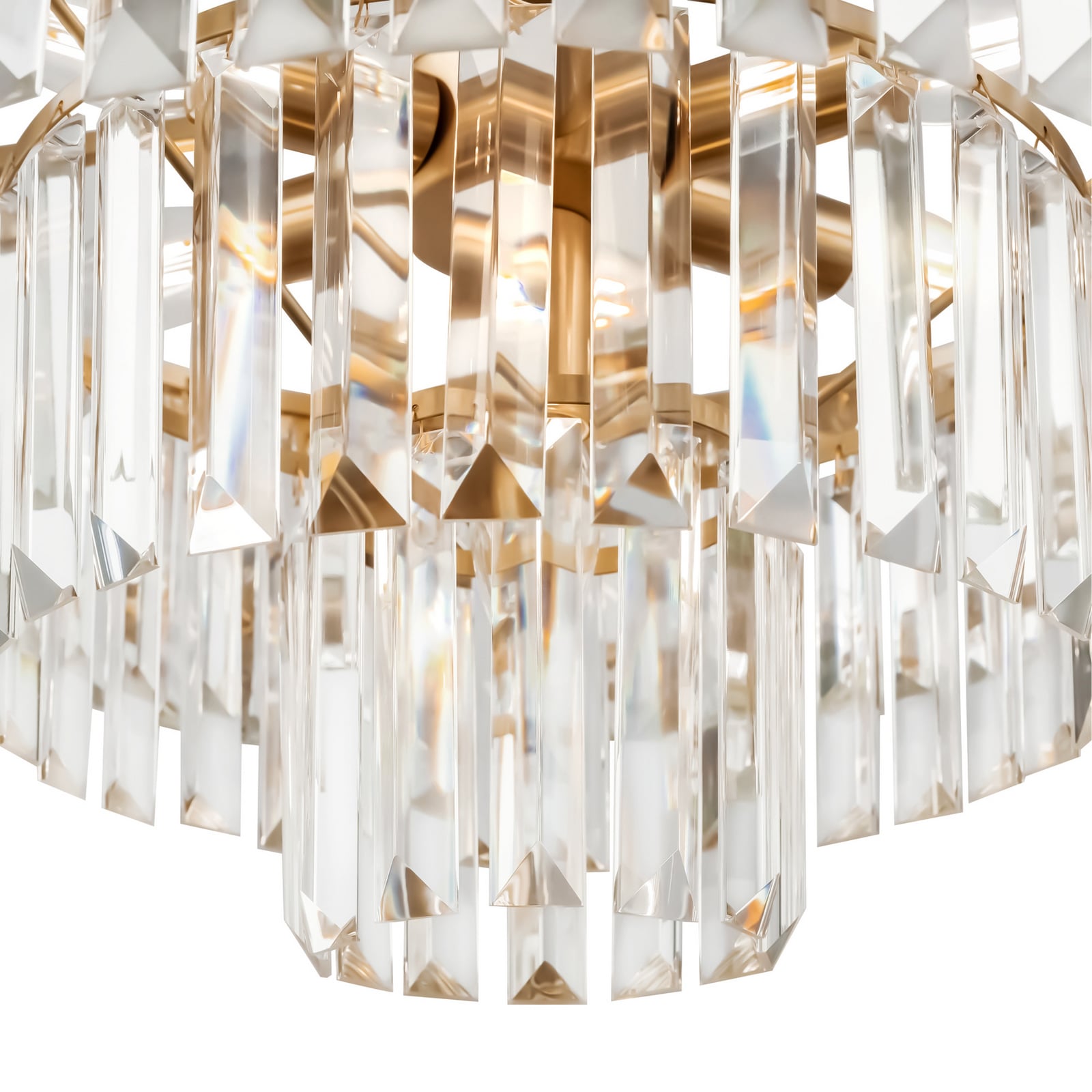 Pendellampe Revero 7-lys messing krystall detalj