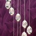 Pendellampe Rocio 14-lys glass krom dimbar Bluetooth forfra