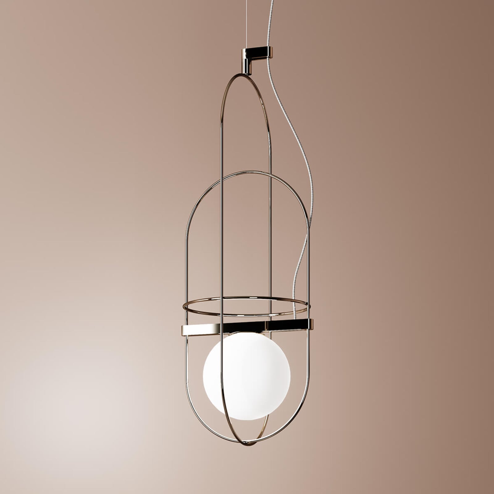 Pendellampe Setareh LED glasskule krom dimbar - Fontana Arte forfra