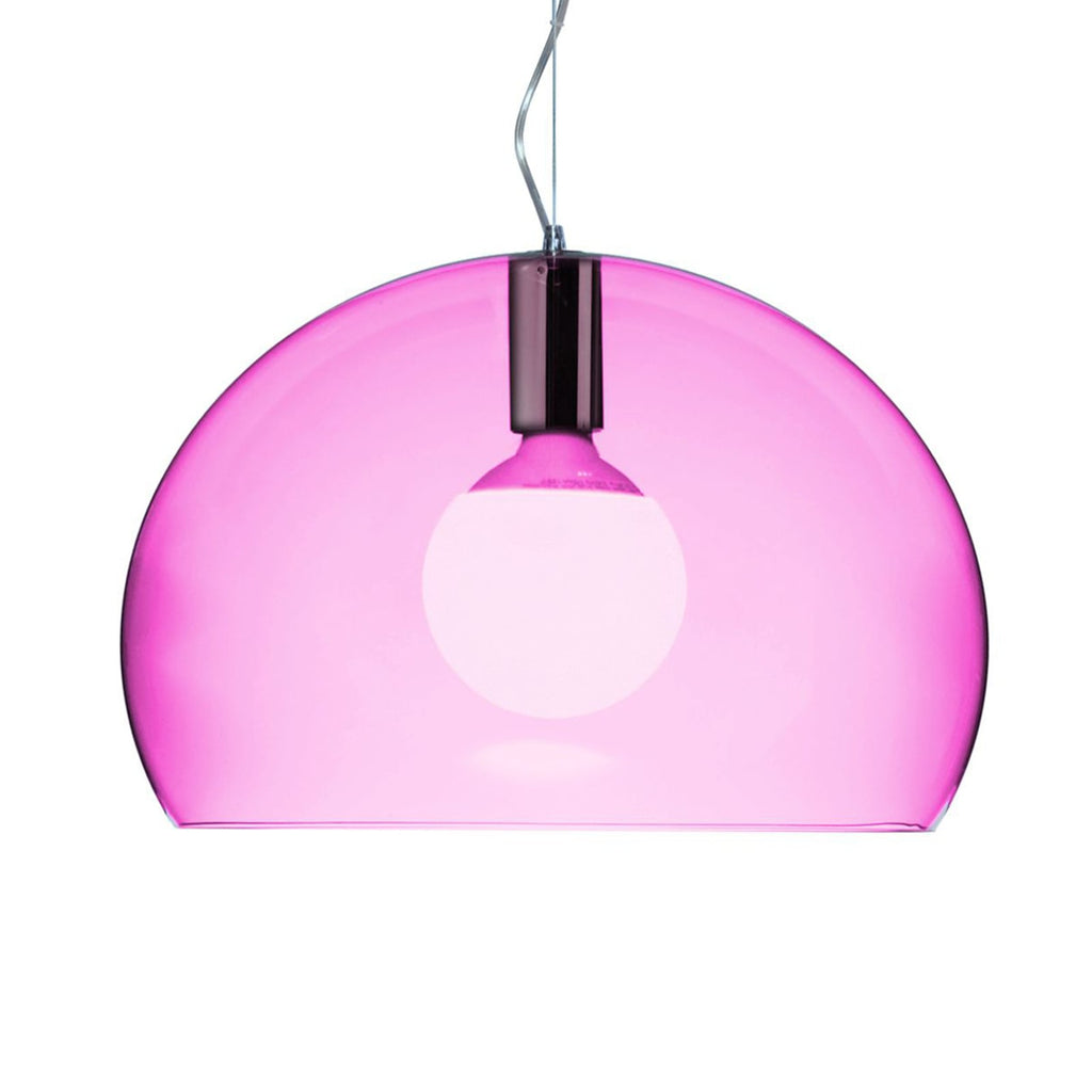 Pendellampe Small FL/Y LED akryl rosa Ø38 cm forfra