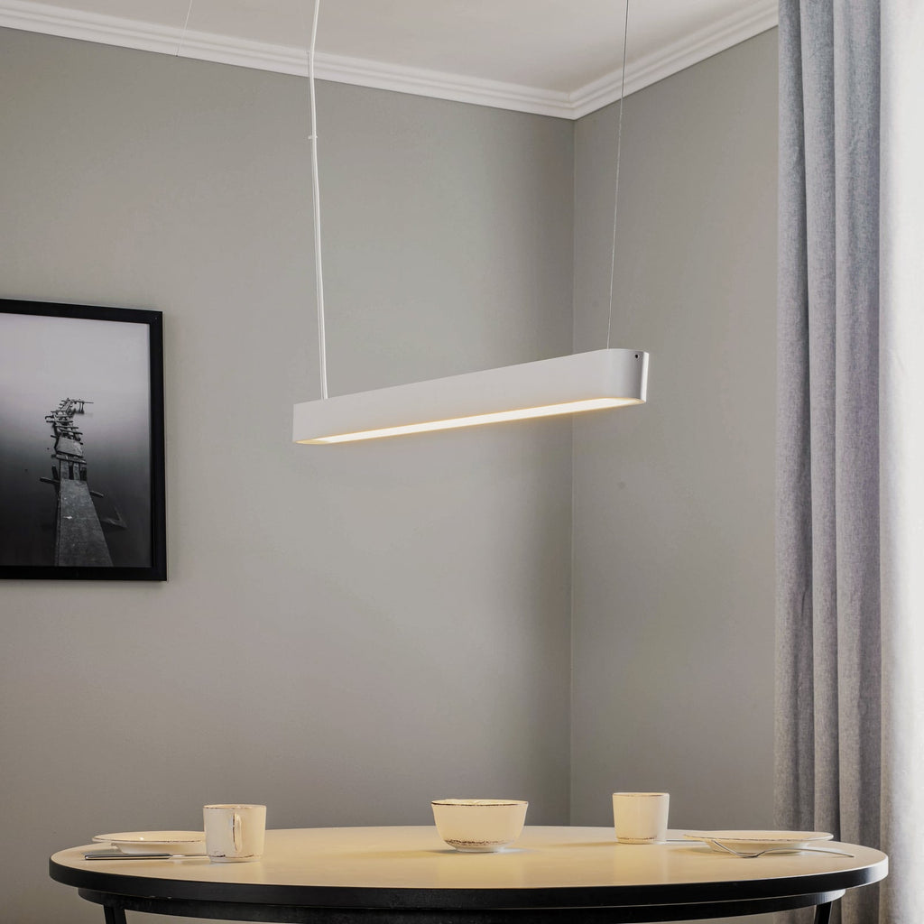 Pendellampe Soft hvit aluminium 95 cm 16W varmhvit forfra