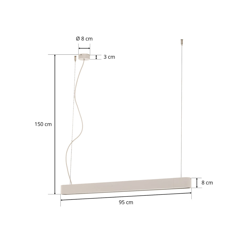 Pendellampe Soft hvit aluminium 95 cm 16W varmhvit fra undersiden