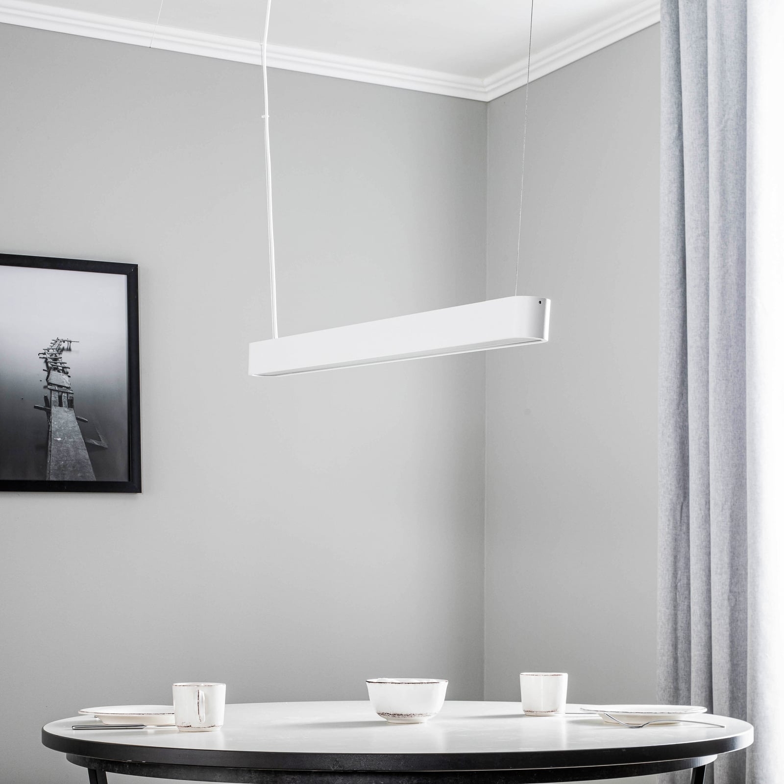 Pendellampe Soft hvit aluminium 95 cm 16W varmhvit bakside
