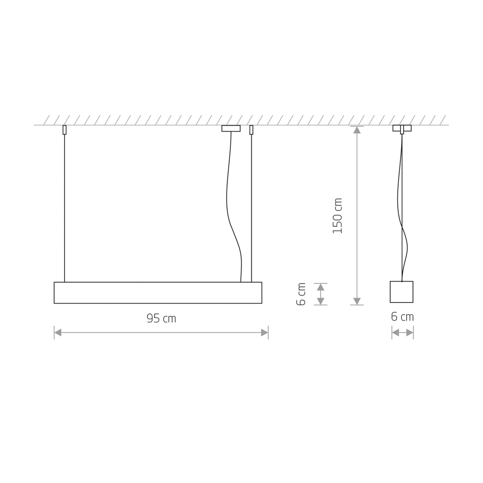 Detalj av Pendellampe Soft hvit aluminium 95 cm 16W varmhvit