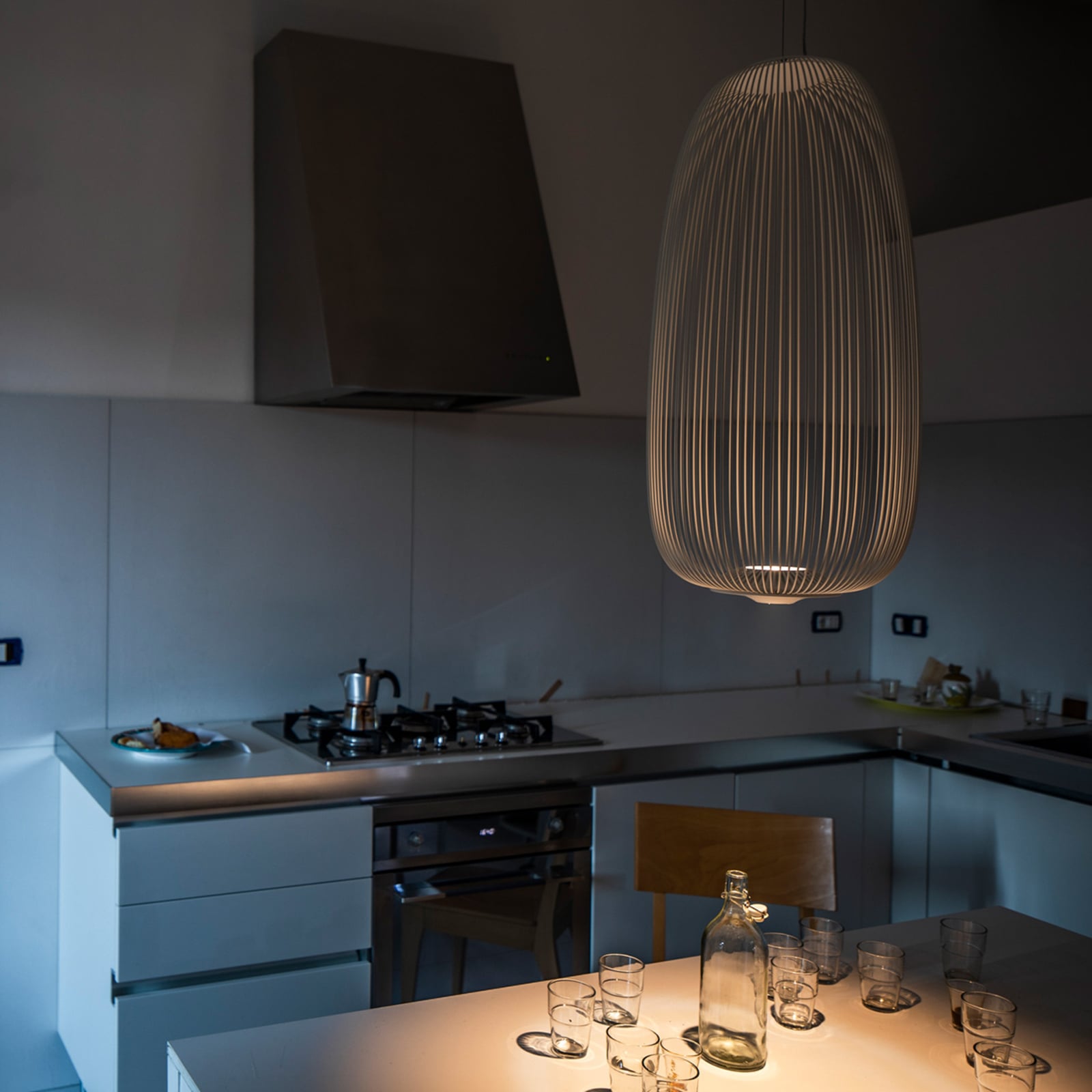 Nærbilde av Pendellampe Spokes 1 LED dimbar hvit Ø32,5 cm 30W skjerm
