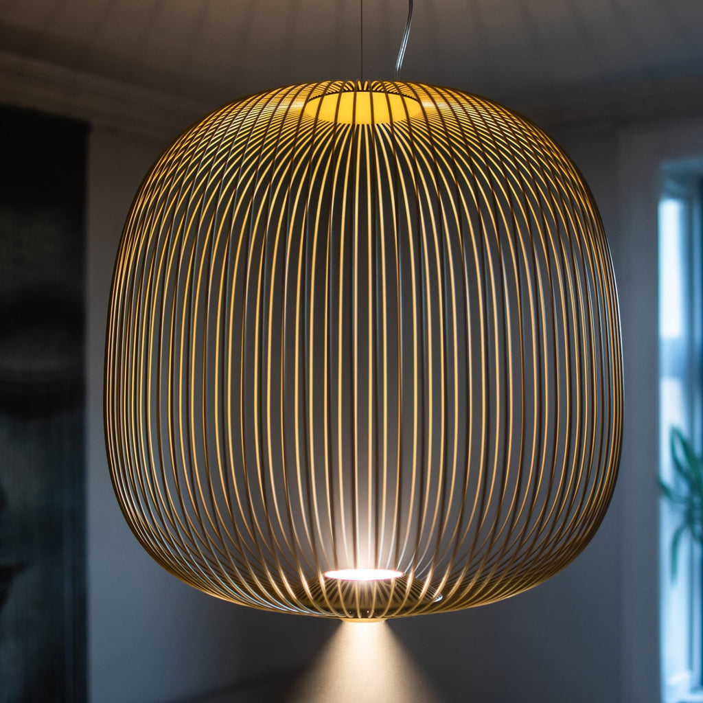 Pendellampe Spokes 2 midi LED dimbar Ø45 cm gull forfra