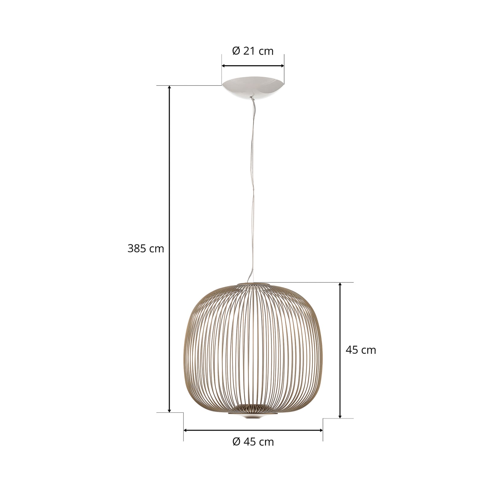 Pendellampe Spokes 2 midi LED dimbar Ø45 cm gull eiker og LED modul