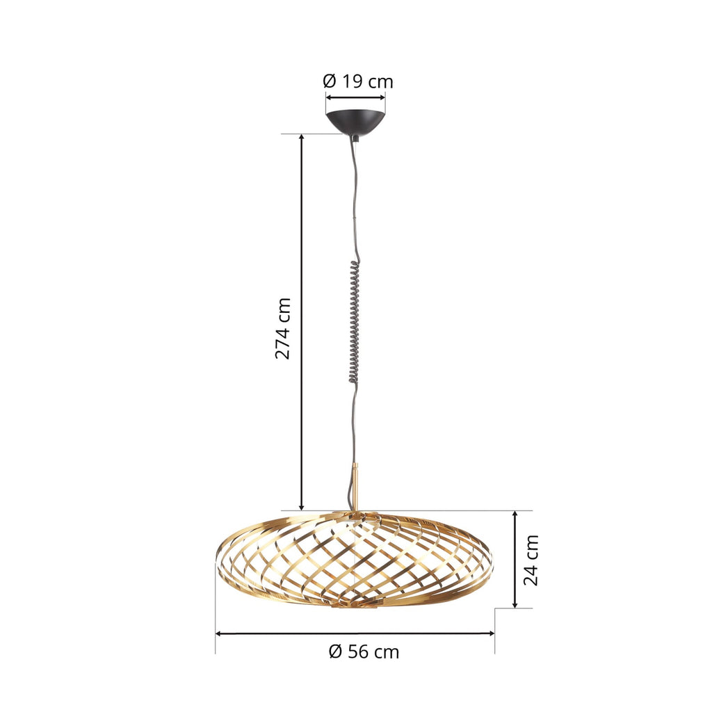 Pendellampe Spring Small dimbar messing Ø56 cm detalj av messingfinish