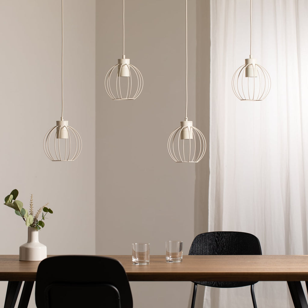 Pendellampe STARLIGHT kremhvit 4-lys 100 cm metall bakside