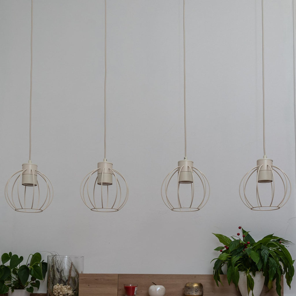 Pendellampe STARLIGHT kremhvit 4-lys 100 cm metall detalj av armatur