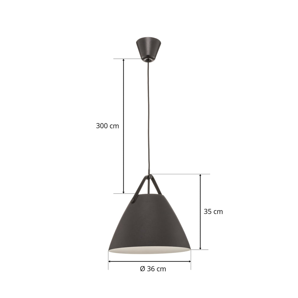 Pendellampe Strap 36 svart metall/lær E27 sokkel