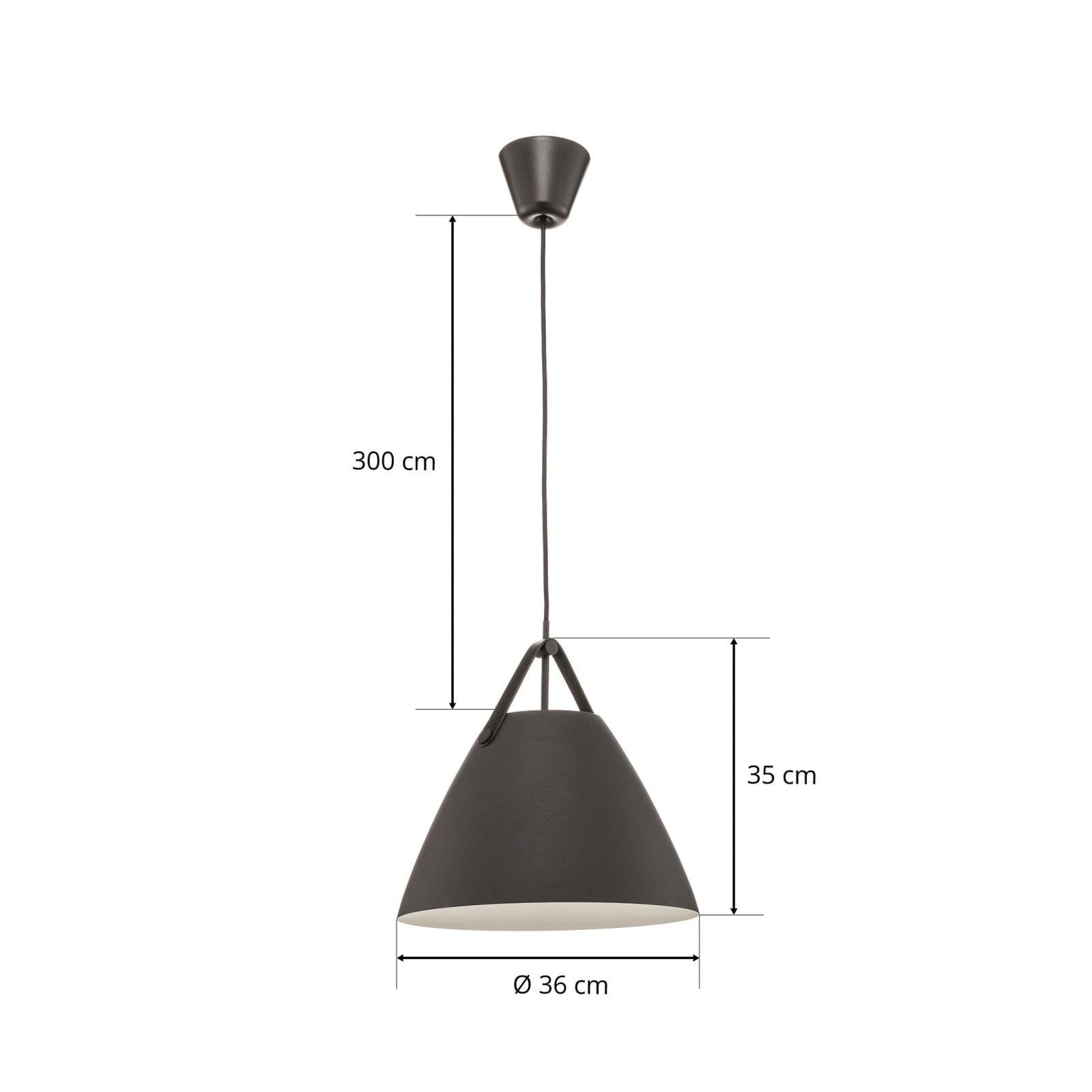 Pendellampe Strap 36 svart metall/lær E27 sokkel