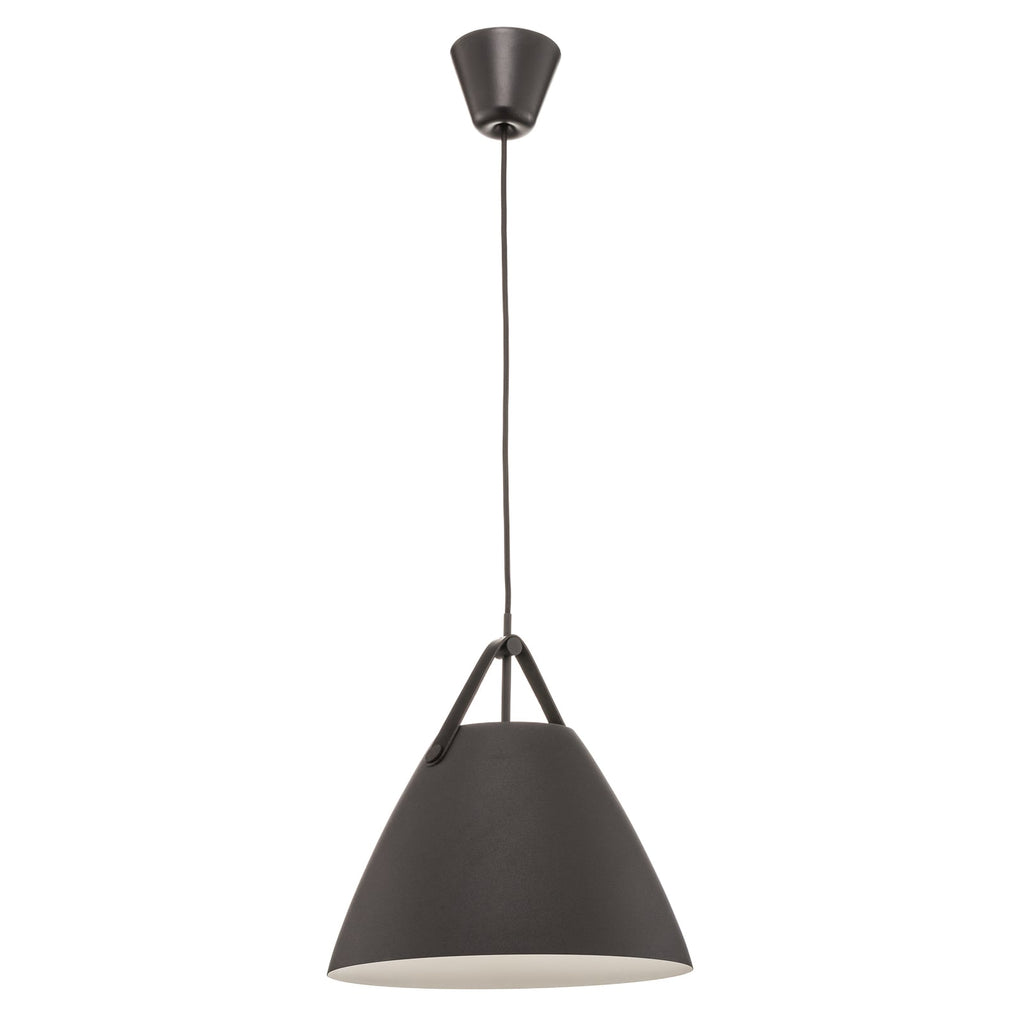 Pendellampe Strap 36 svart metall/lær montert i rom