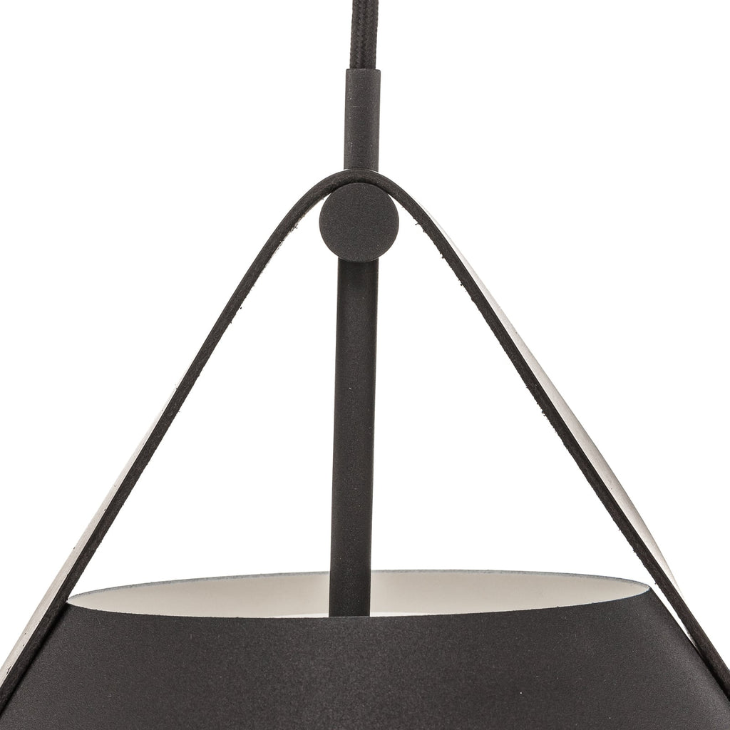 Pendellampe Strap 36 svart metall/lær opphengslengde