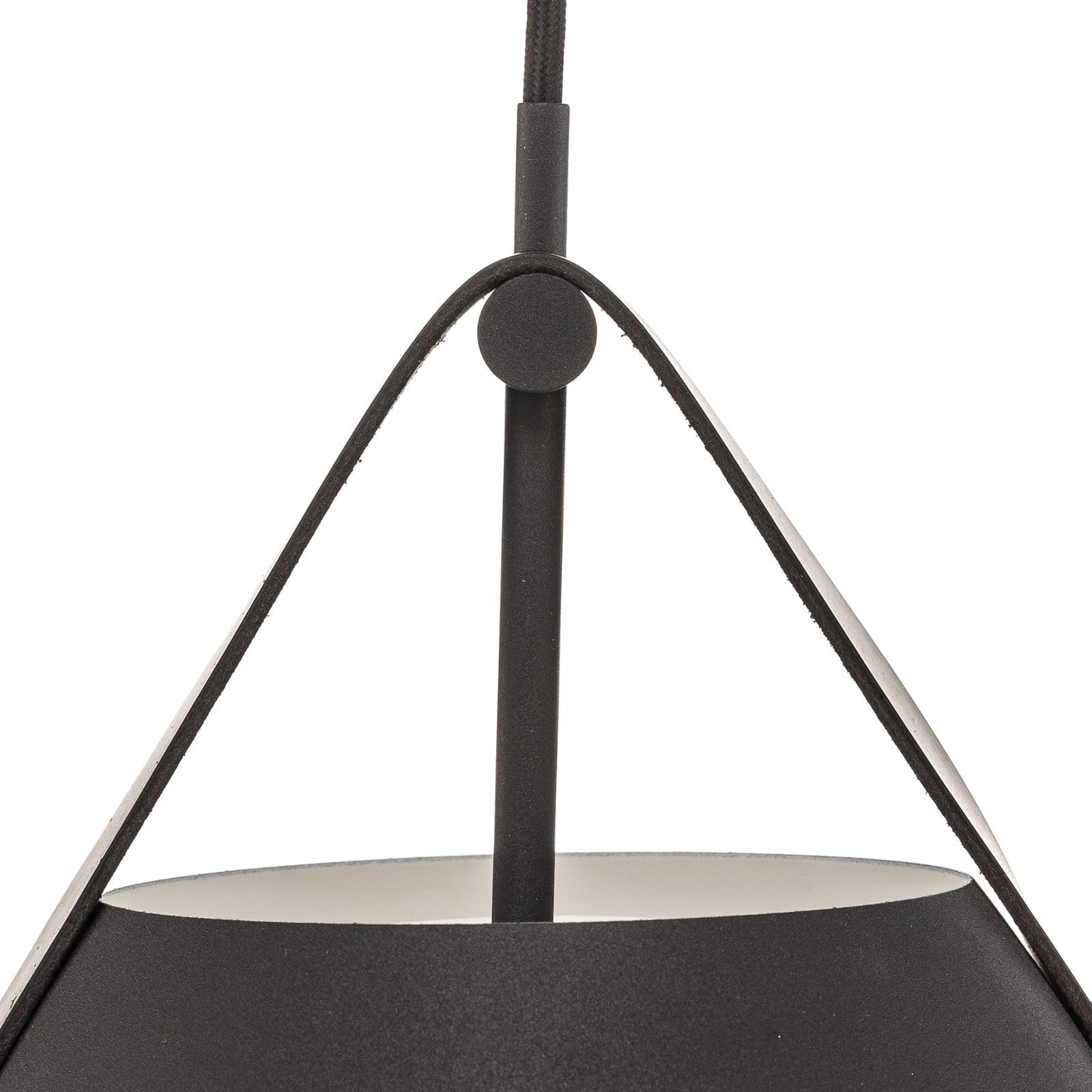 Pendellampe Strap 36 svart metall/lær opphengslengde
