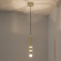 Pendellampe Vega LED sylinderformet messing matt Ø5 cm forfra